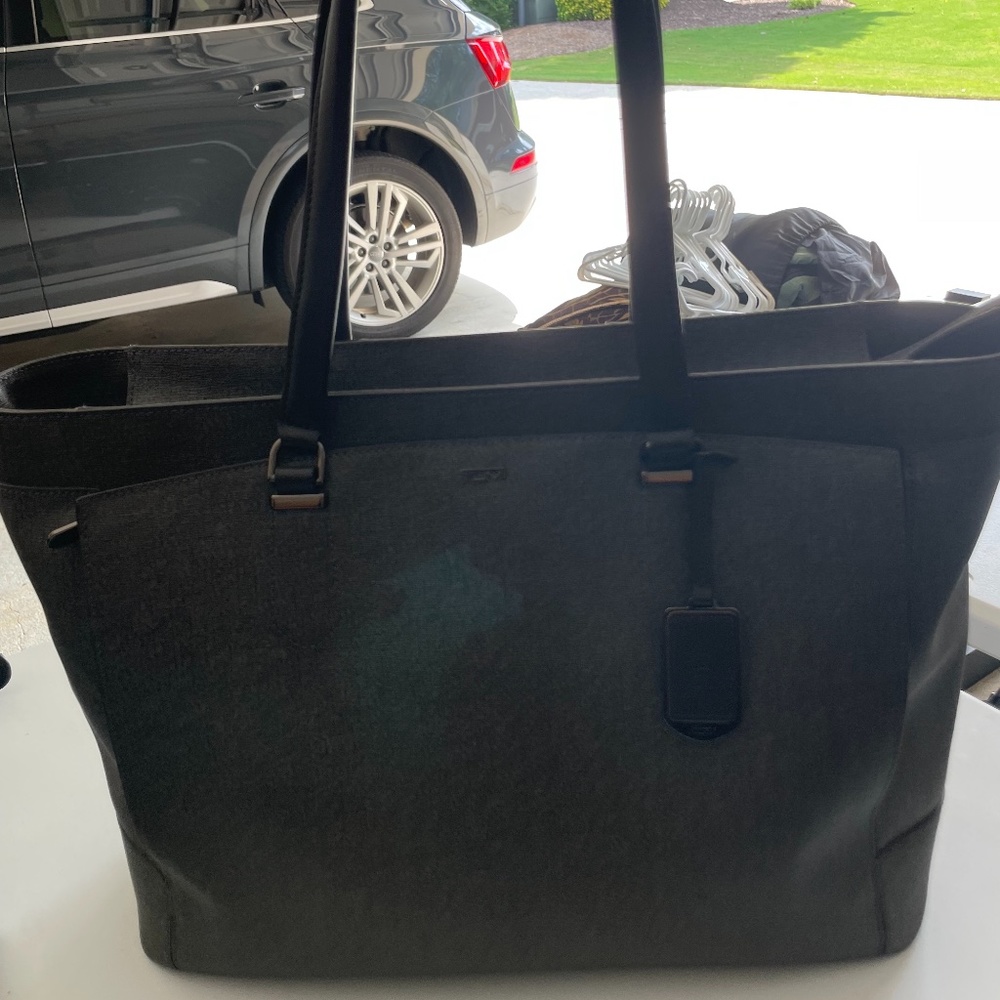 Tumi Women's Tote, Grey w/ Brown Trim